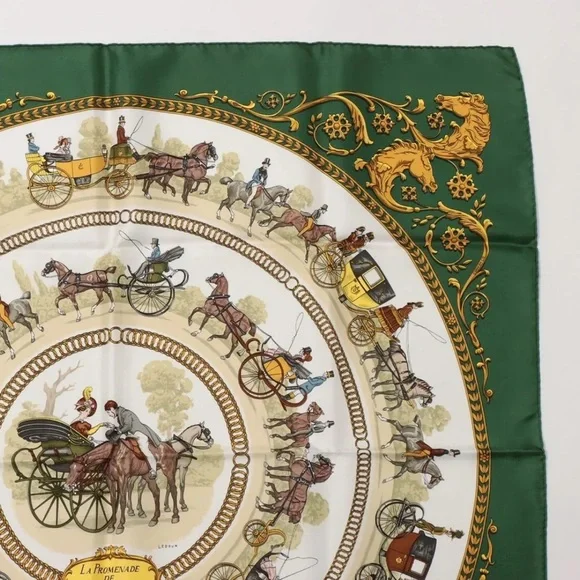 Hermes Carre 90 La Prominade De Longchamps A Walk To Longchamp Silk Scarf